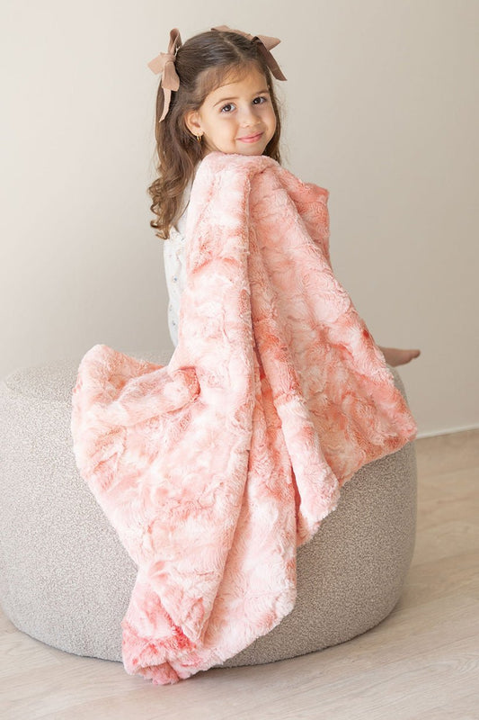Ultra - Plush Pink Tie Dye Fur Blanket - Eva Essentials