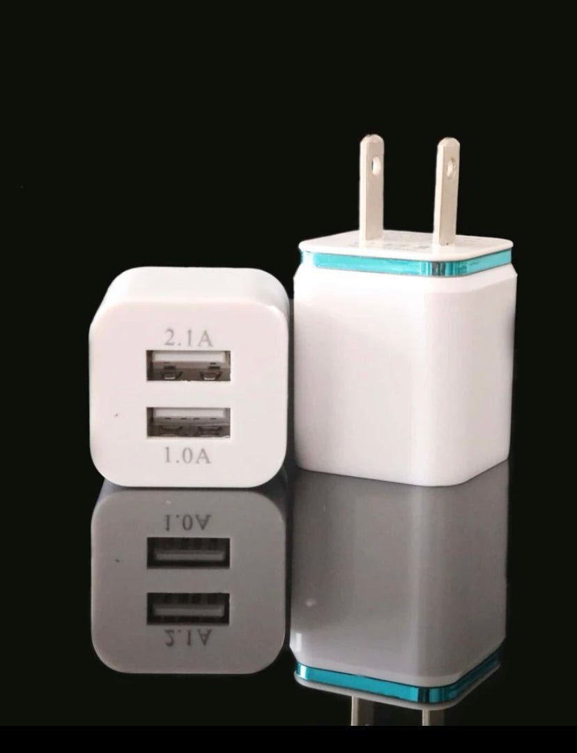 USB Wall Charger Plug Block Cube 2 Port Portable Fast Charger - Eva Essentials