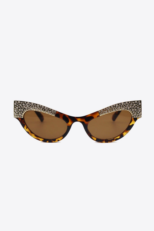 UV400 Rhinestone Trim Cat - Eye Sunglasses - Eva Essentials