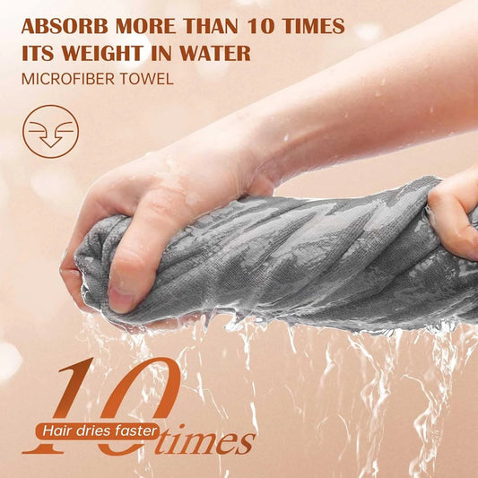 Women 3 PC Microfiber Hair Towel Wrap Ultra Absorbent Hair Turbans For Curly, Long & Thick Hair Blue,Grey,Pink - Eva Essentials