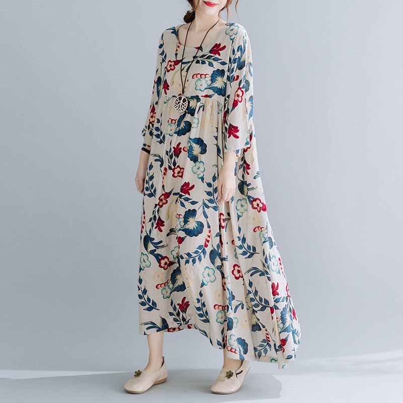 Women's Plus Size Loose Panel Cotton & Linen Dress Eva Essentials Women's Plus Size Loose Panel Cotton & Linen Dress Eva Essentials