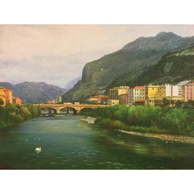 Canvas Art Landscape Bridge Greenery Oil Painting 36" x 24" - Eva Essentials