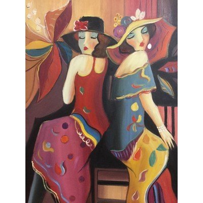 Canvas Oil Painting 2 Dames Back to Back 24"x 30" - Eva Essentials