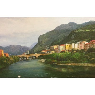 Canvas Oil Painting Bridge in Switzerland 24"x 36" - Eva Essentials