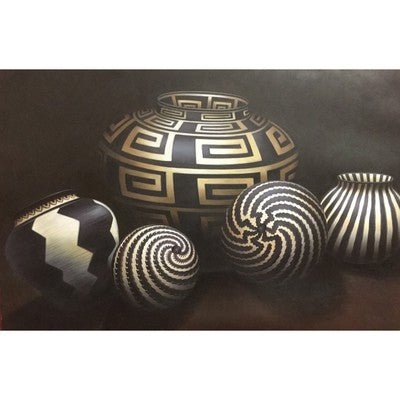 Canvas Oil Painting B&W Geometry 24" x 36" - Eva Essentials