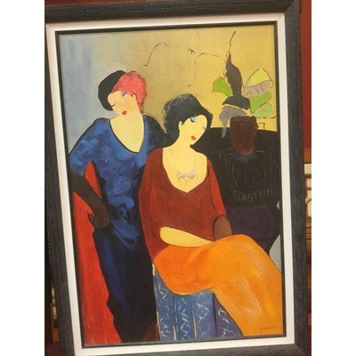 Canvas Oil Painting Chagall Inspired Ladies Framed 29" x 41" - Eva Essentials