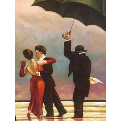 Canvas Oil Painting Dancing in the Rain Umbrella 36" x'48" - Eva Essentials