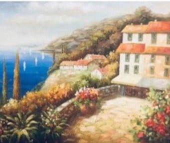 Canvas Oil Painting Italian Landscape 26" x 22" - Eva Essentials