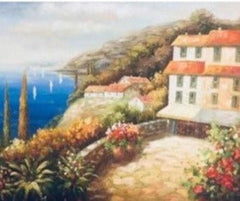 Canvas Oil Painting Italian Landscape 26" x 22" - Eva Essentials