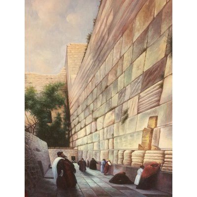 Canvas Oil Painting Muslim Jerusalem Western Wall Praying 36"x 48" - Eva Essentials