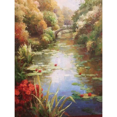 Canvas Oil Painting Spring Pond 30" x 40" - Eva Essentials