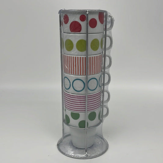 Cappuccino Cups Set of 6 Dots & Stripes - Eva Essentials