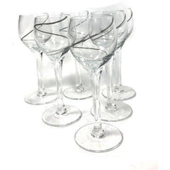 Contemporary Crystal Clear with Black Swirl Wine Glasses Set of 6 - Eva Essentials