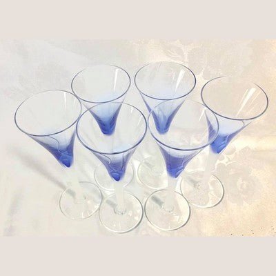 Contemporary Crystal Glassware Optic Blue Sea Frosted Flute - Eva Essentials