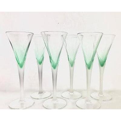 Contemporary Crystal Glassware Optic Emerald Frosted Flute - Eva Essentials