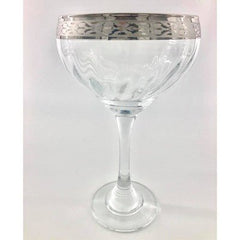 Cristal Mode Silver Etched Rimed Crystal Glasses Leaves Design Made in Italy - Eva Essentials