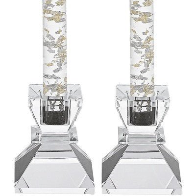 Crystal Candlestick Holders Set of 2 Tapered Candle Holders - Beautiful Handcrafted Crystal Accents Perfect for Modern - Eva Essentials