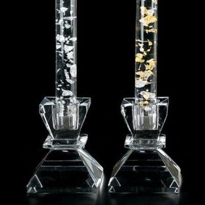 Crystal Candlestick Holders Set of 2 Tapered Candle Holders - Beautiful Handcrafted Crystal Accents Perfect for Modern - Eva Essentials