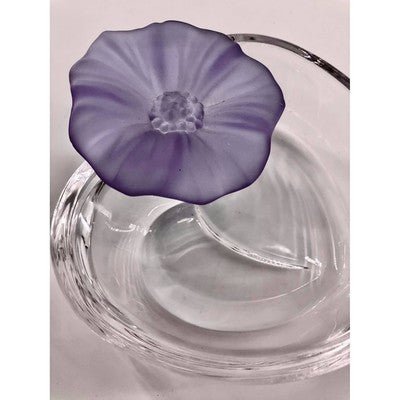 Crystal Heart Bowl Handblown with Purple Flower Handmade - Eva Essentials