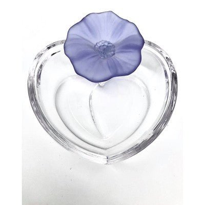 Crystal Heart Bowl Handblown with Purple Flower Handmade - Eva Essentials
