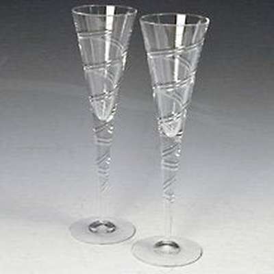 Crystal Spiral Champagne Flute Pair Glasses 6.5 oz - Eva Essentials