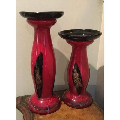 Dale Tiffany Favrille Large Red/Black/Gold Art Glass Candleholder AG500425 - Eva Essentials