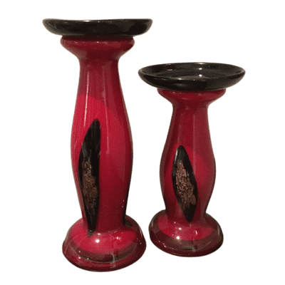 Dale Tiffany Favrille Small Red/Black/Gold Art Glass Candleholder AG500425 - Eva Essentials