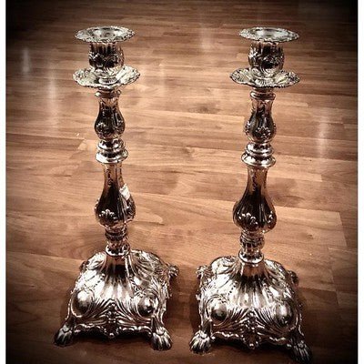 Extra Tall Silver Plated Shabbat Candlestick Holders - Eva Essentials