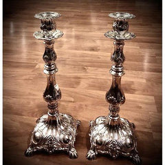 Extra Tall Silver Plated Shabbat Candlestick Holders - Eva Essentials