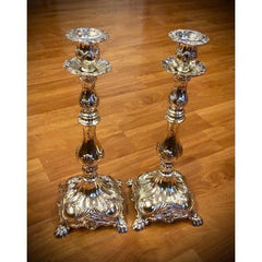 Extra Tall Silver Plated Shabbat Candlestick Holders - Eva Essentials