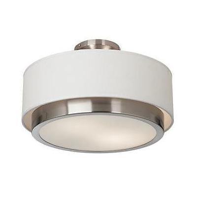 Artcraft Lighting SC785 Scandia Semi-Flush Mount Light, Brushed Nickel with White Linen Shade - BBL & Co.