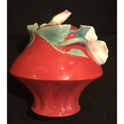 Franz Collection Island Beauty Hibiscus Design Sculptured Porcelain Sugar Jar with Cover FZ00981 - Eva Essentials