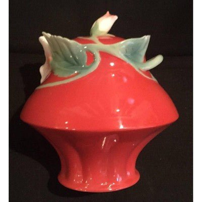 Franz Collection Island Beauty Hibiscus Design Sculptured Porcelain Sugar Jar with Cover FZ00981 - Eva Essentials