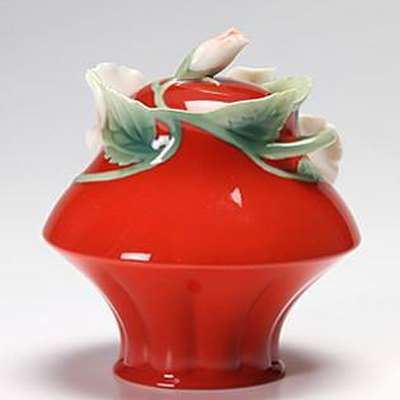 Franz Collection Island Beauty Hibiscus Design Sculptured Porcelain Sugar Jar with Cover FZ00981 - Eva Essentials