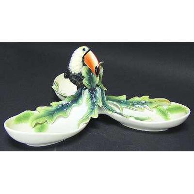 Franz Collection Paradise Calls Toucan Design Sculptured Porcelain 3 Section Serving Tray FZ01313 - Eva Essentials