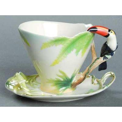 Franz Collection Paradise Calls Toucan Design Sculptured Porcelain Cup & Saucer Set FZ00314 - Eva Essentials