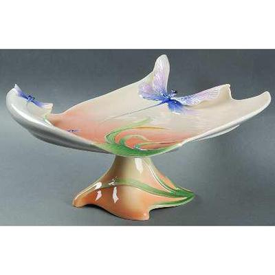 Franz Collection Porcelain Dragonfly Design Sculptured Pedestal Cake Plate FZ00429 - Eva Essentials
