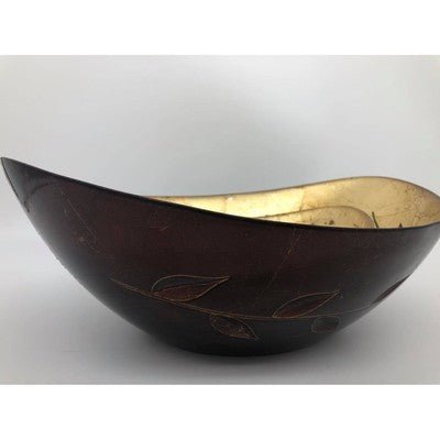 Glass Decorative Bowls Golden with Brown Leaves - Eva Essentials