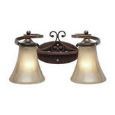 Golden Lighting 4002-BA2 RSB Loretto 2 Light Vanity, Russet Bronze Finish with Riffled Tannin Glass
