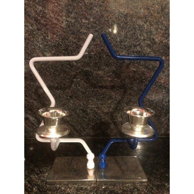 Karshi Blue and White Shabbat Candle Holders Pair to Shape the Star of David - Eva Essentials