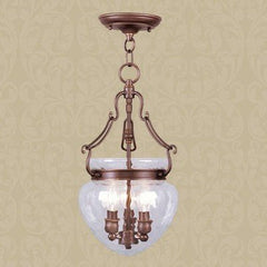 Livex 5041 - 70 3 Light Convertible Chain Hang/Ceiling Mount In Vintage Bronze With Clear Water Glass - Eva Essentials