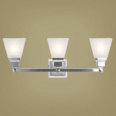 Livex Lighting 1033 - 05 Mission 3 Light Vanity Polished Chrome with Frosted Glass - Eva Essentials
