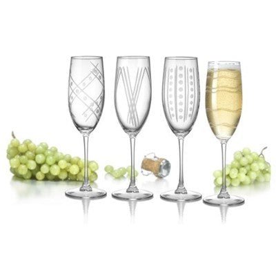 Luminarc Uptown Assorted Champagne Flutes Glasses, Set of 4 8.5 oz - Eva Essentials