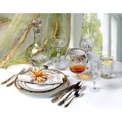 Neman Glassworks High - End Mill Crystal Cut Cognac or Brandy Glass Set of 6 - Eva Essentials