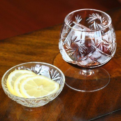 Neman Glassworks High - End Mill Crystal Cut Cognac or Brandy Glass Set of 6 - Eva Essentials