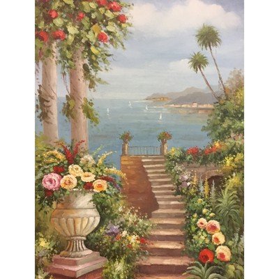Oil Painting French Riviera Boatview 24" x 36" - Eva Essentials
