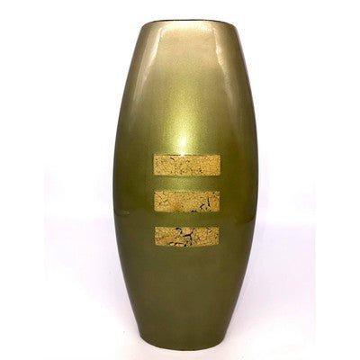 Olive Vase with Horizontal Stripes - Eva Essentials