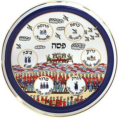 Porcelain Seder Plate Set of Safed Seder Plate Set 7 pieces Limited Edition Made in Israel - Eva Essentials