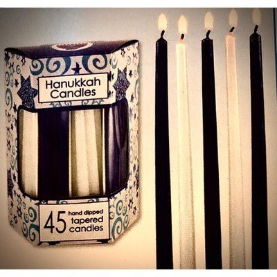 Premium Tapered Hand Decorated White & Bloue Chanukah Candles - Eva Essentials