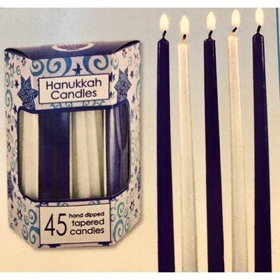 Premium Tapered Hand Decorated White & Bloue Chanukah Candles - Eva Essentials